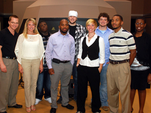 From left to right, Jason Morris and Lori Morris of Cleveland, scholarship donors, Horace Willis of Arcola, Travis Calvin of Clarksdale, Scott Stogner of Saltillo, Joanna Sabine of Columbia, Curtis Nunnery of Smithdale, Charles Ross of Indianola, and Rachel Baber of Saraland, Ala. Not pictured: Brice McAdams of Kosciusko.
